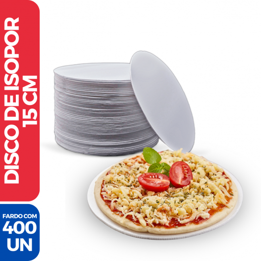 Disco Bandeja Isopor Eps  15cm Suporte Pizza Bolo Doce Frios - 400 Unidades