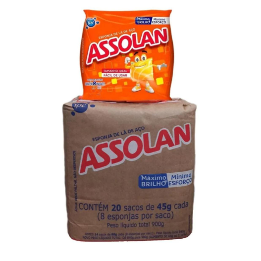 Esponja Lã de Aço Assolan Ypê 45g - 160 Unidades