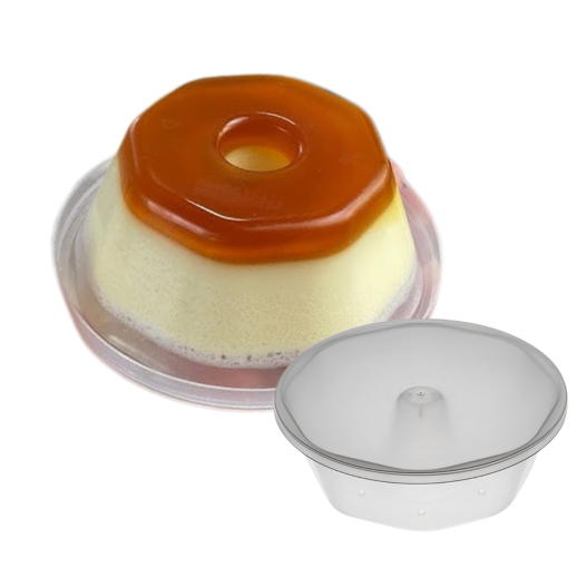 Forma Descartável Pudim Redonda Tamanho Pequena 120ML C/ Tampa Plastilania - 10 Unidades