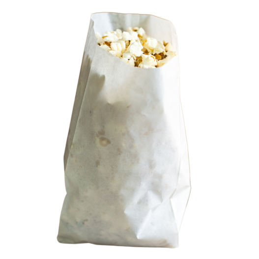 Saco Papel Pipoca Branco Liso Mono 30g N°1 Pequeno 7x12.5 - 500 Unidades