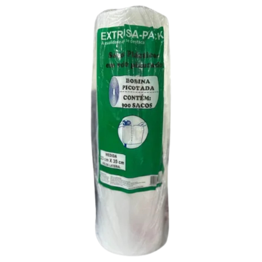 Rolo Bobina Plástica Picotada Sacos Alimentos Transparente B-SL 23x35 Extrusa-Pack - 900 Unidades
