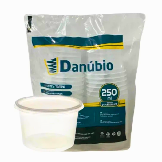 Pote Descartável Sobretampa Redondo Bolo Freezer Microondas 250ml - 24 Unidades