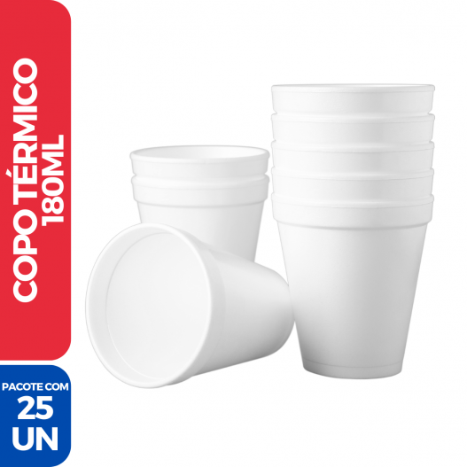 Copo Térmico Isopor Eps Descartável 180ml - 25 Unidades