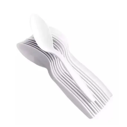 Colher Plástico Descartável Refeição Fast Food Branca Resistente Elite - 1000 Unidades