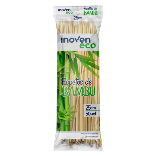 Espeto Palito Bambu 25cm P/ Espetinho Churrasco - 50 Unidades