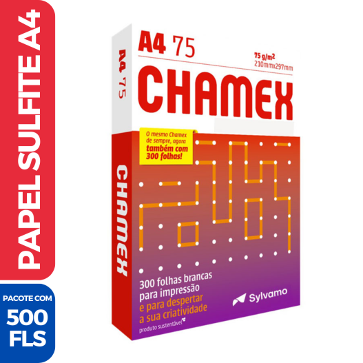 Papel Folha Sulfite A4 Chamex 75G Branco Liso - 500 Folhas