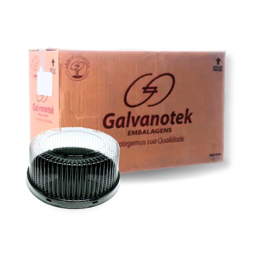 Embalagem p/ Bolos e Tortas Preta c/ Tampa Alta - G32MA - 100 Unidades