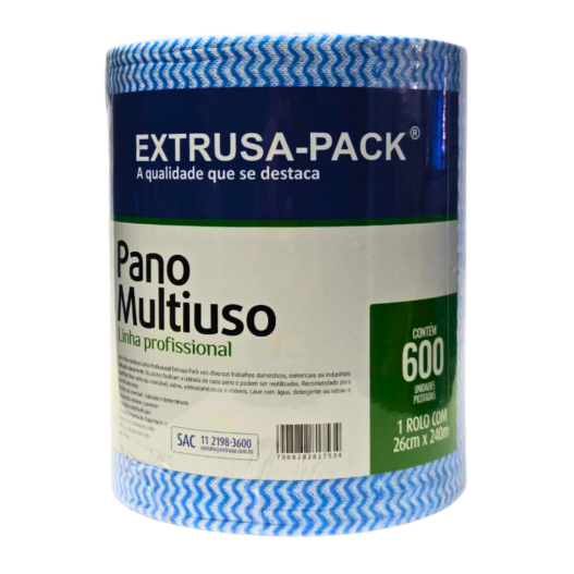Rolo Pano Multiuso Perfex 26cm x 240mts Picotada Limpeza Extrusa-Pack - 600 Panos