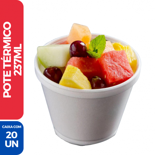 Pote Térmico Isopor EPS 237ml Sopa Açaí Caldo 80z - 20 Unidades