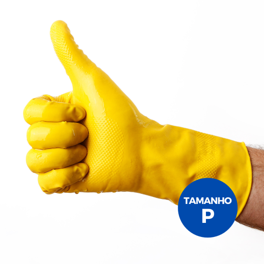 Luva Forrada Látex Limpeza Sanro Top Amarela ( P ) - 1 Par