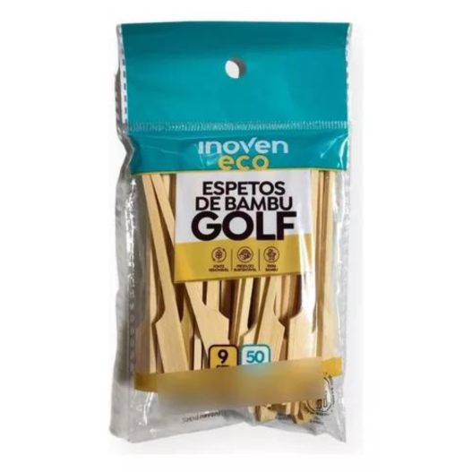 Espeto Palito Bambu Golf P/ Hambúrguer - 50 Unidades