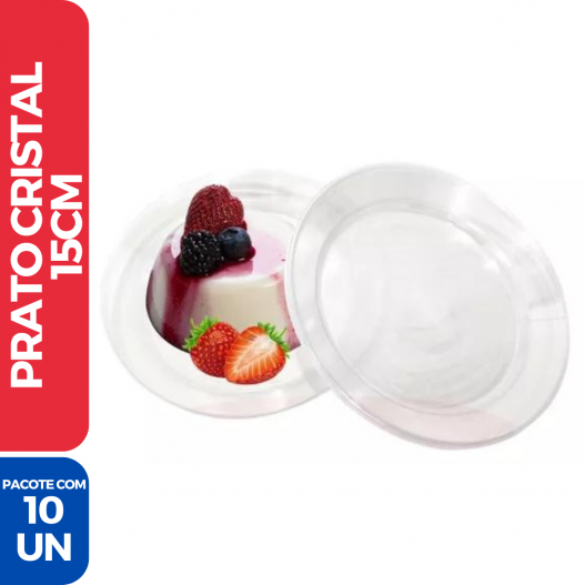 Prato Acrílico Redondo Sobremesa Resistente Cristal 15cm - 10 Unidades