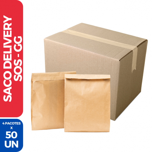 Saco P/ Delivery SOS Pardo - Extra GG 33 X 37 X 20 - 4 Pacotes de 50 Unidades