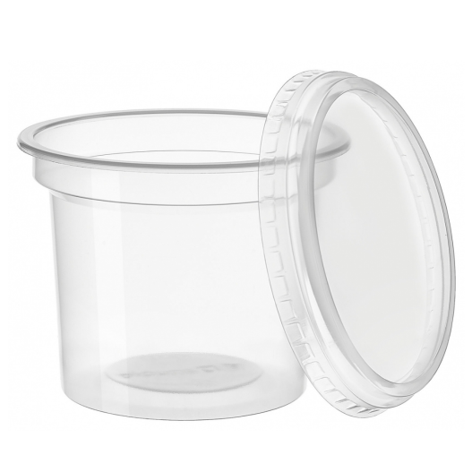 Pote PP Redondo Descartável c/ Sobretampa Danubio 350ml - 432 Unidades