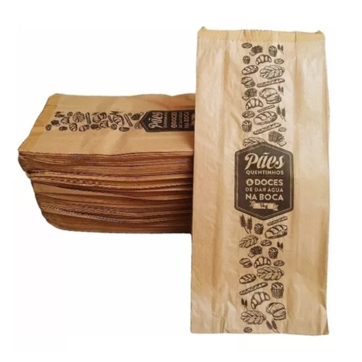 Saco de Pão Doces Salgado Impresso Kraft 10KG - 500 Unidades