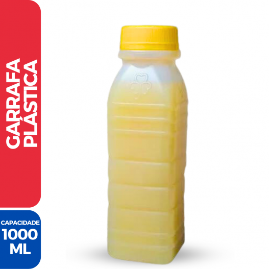 Garrafa Plástica c/Tampa Amarela 1000ML - 100 Unidades