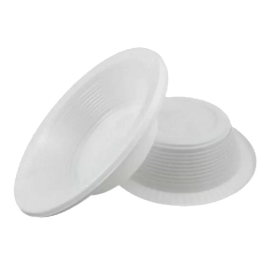 Prato Plástico Descartável 23cm Branco Fundo - 250 Unidades