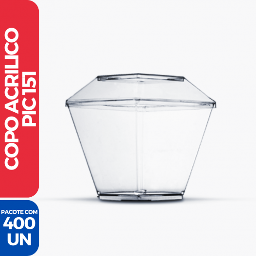 Copo Acrílico Transparente Cristal 150ML PIC 151 - 400 Unidades