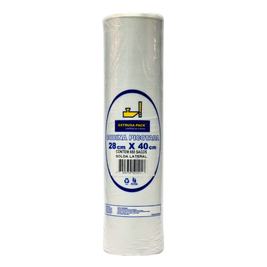 Rolo Bobina Plástica Picotada Sacos Alimentos Transparente B-SL 28x40 Extrusa-Pack - 650 Unidades