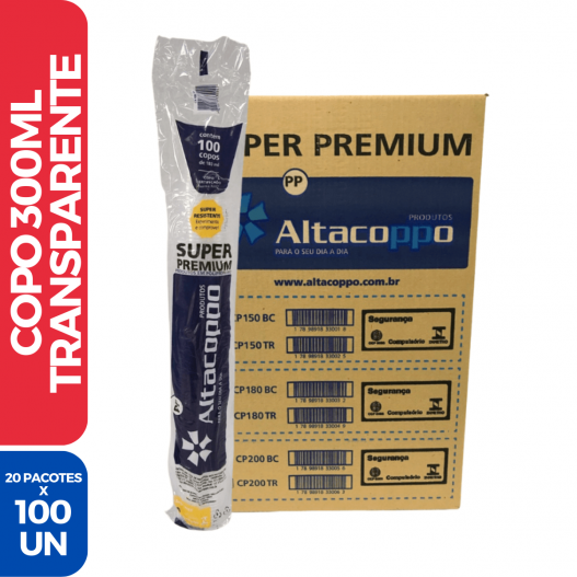 Copo Transparente 300ML - 20 Pacotes C/ 100 Unidades