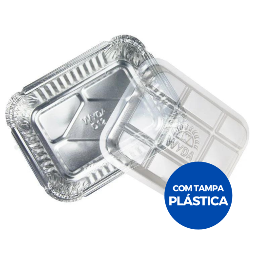 Marmitinha Bandeja Alumínio D12FS Retangular 220ML C/ Tampa - 100 Unidades