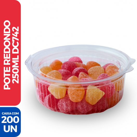 Pote Mini Estriado Doces Amendoim Tampa Articulada 250ml DC742 - 200 Unidades