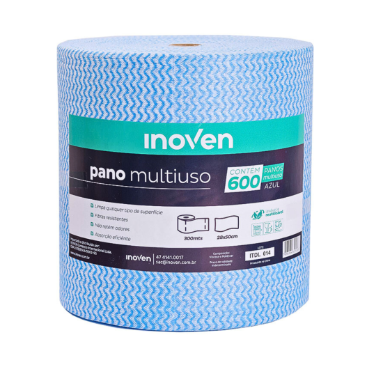 Pano Multiuso p/ Limpeza Rolo (Azul) - 28cm X 300mts