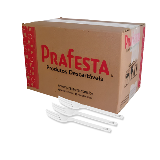 Garfo de Sobremesa Branco - 20 Pacotes com 50 Unidades