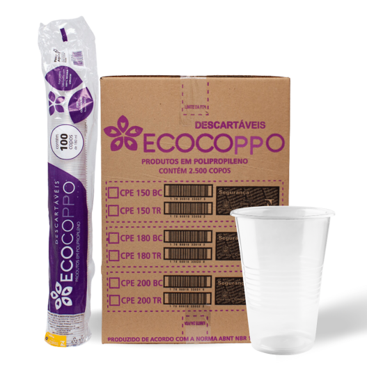 Copo PP Descartável 300ML Transparente Ecocoppo - 2000 Unidades