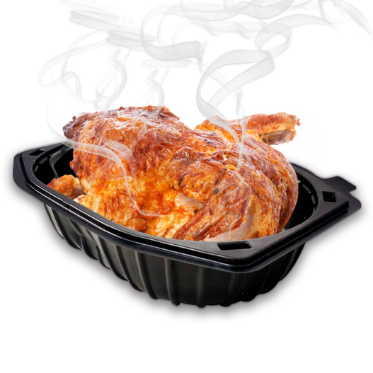 Embalagem Plastica Frangueira Preto P/ Frango Assado C/ Tampa - 100 Unidades