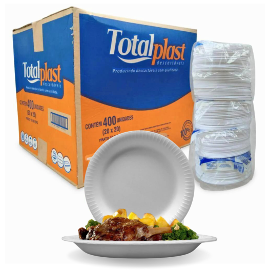 Prato Isopor Raso TPR 23 Refeição 23 cm - 200 Unidades