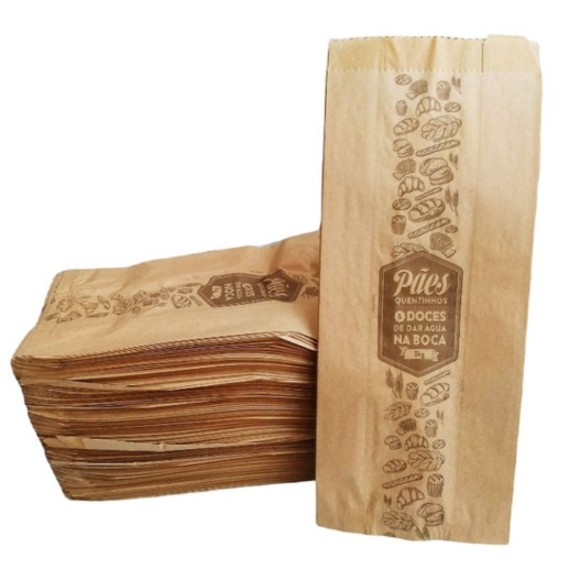 Saco de Pão Doces Salgado Impresso Kraft 2KG - 500 Unidades