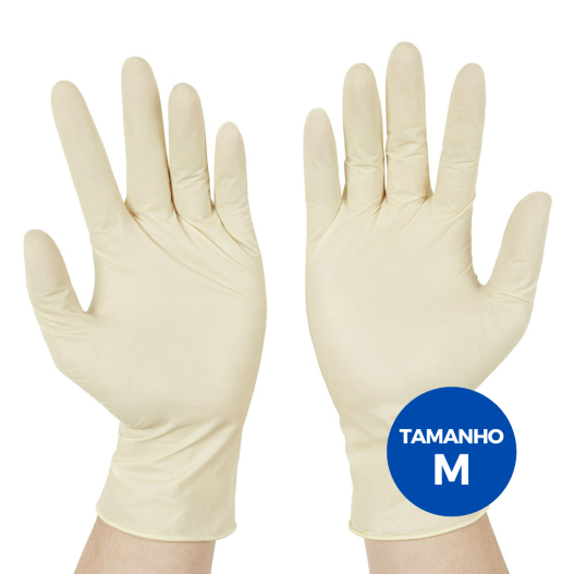 Luva Latex Descartável Multiuso Impermeável Econômica Creme ( M ) - 144 Pares