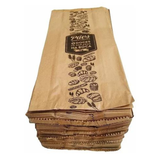 Saco de Pão Doces Salgado Impresso Kraft 15KG - 500 Unidades