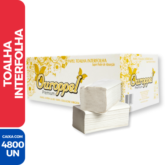Papel Toalha Interfolha 20 X 20 Ouroppel P/ Mãos - 4800 Unidades