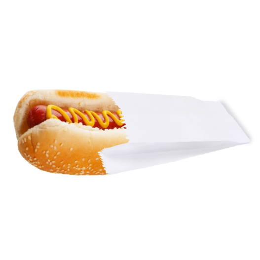 Saco Papel Mono Branco Liso Hot Dog 30g - 500 Unidades