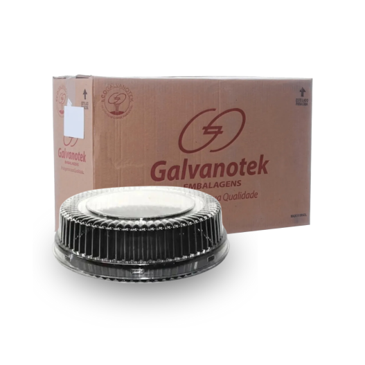 Embalagem p/ Bolos e Tortas Preta c/ Tampa Baixa - G32MB - 100 Unidades