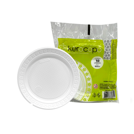Prato Branco Raso 21CM- 10 Unidades