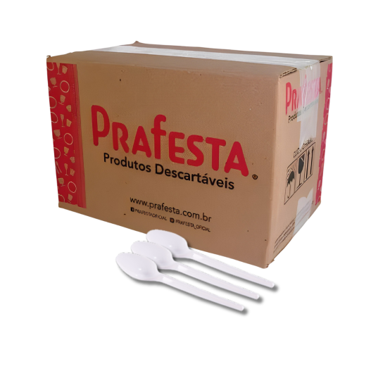 Colher de Sobremesa Branca - 20 Pacotes com 50 Unidades