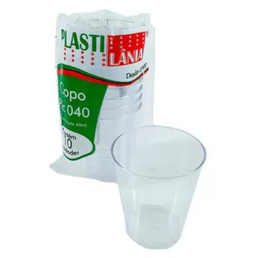 Copo Acrílico Transparente Cristal 40ML PIC 040 - 10 Unidades