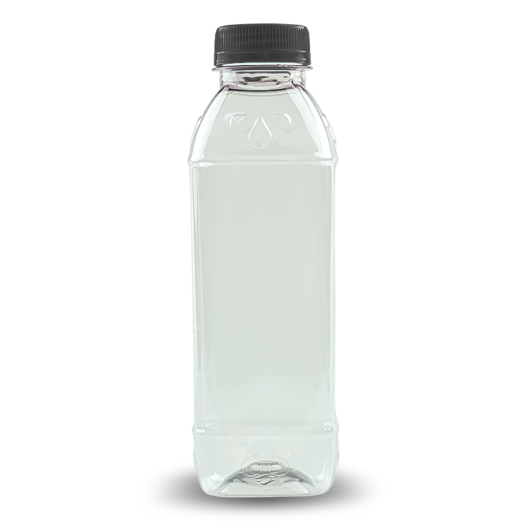 Garrafa Plástica Quadrada PET Descartável Caldo De Cana 500ml Tampa Preta - 100 unidades