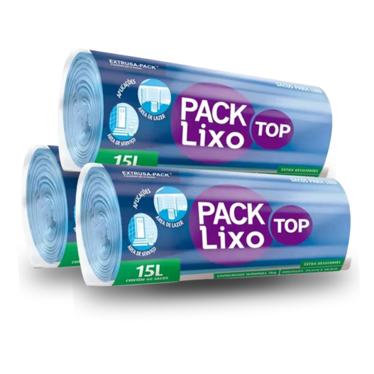 Rolo Saco Lixo Top Azul Picotado Resistente 15LTS 39x58 - 600 Sacos