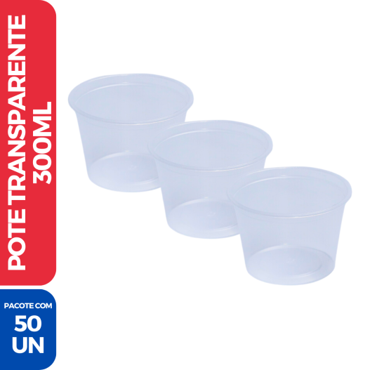 Pote Transparente 300ML - 50 Unidades