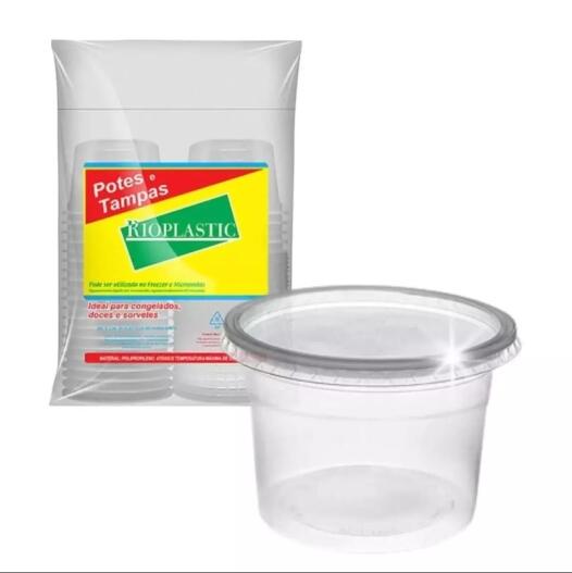Pote Descartável Redondo Doce C/ Sobretampa 750ML - 24 Unidades