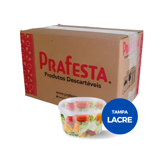 Pote Redondo Tampa C/ Lacre 1000ML - 16 Pacotes de 10 Unidades
