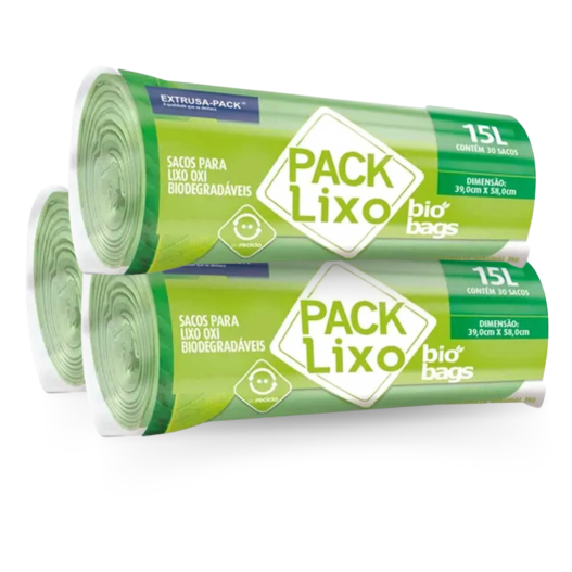 Saco de Lixo Biobag Biodegradável Verde 50LTS 63x80 - 300 Sacos