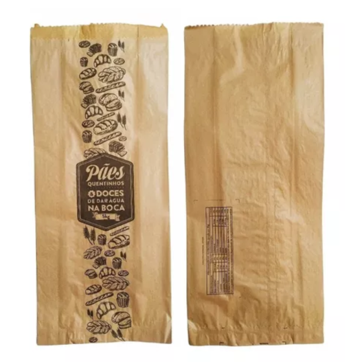 Saco de Pão Doces Salgado Impresso Kraft 7.5KG - 500 Unidades