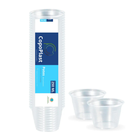 Pote Descartável PS Transparente 250ML Potinho Copoplast - 1000 Unidades