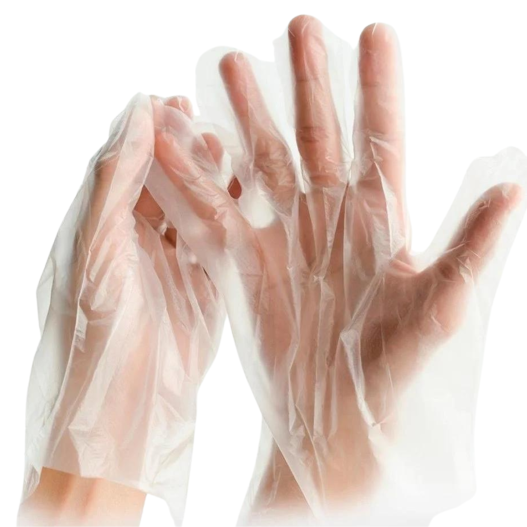 Luva Plástica Descartável Transparente Tamanho Único - 1000 Unidades