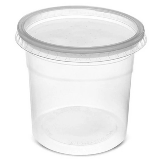 Kit Pote Descartável Tampa Transparente 1800ML Rioplastic - 180 Unidades